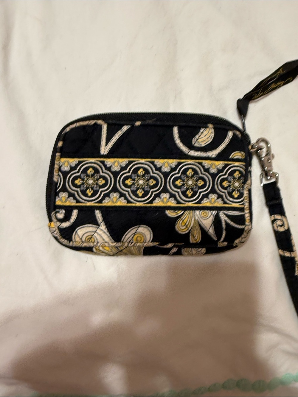 Vera Bradley Black, Yellow and Cream Quilted Wristlet Wallet